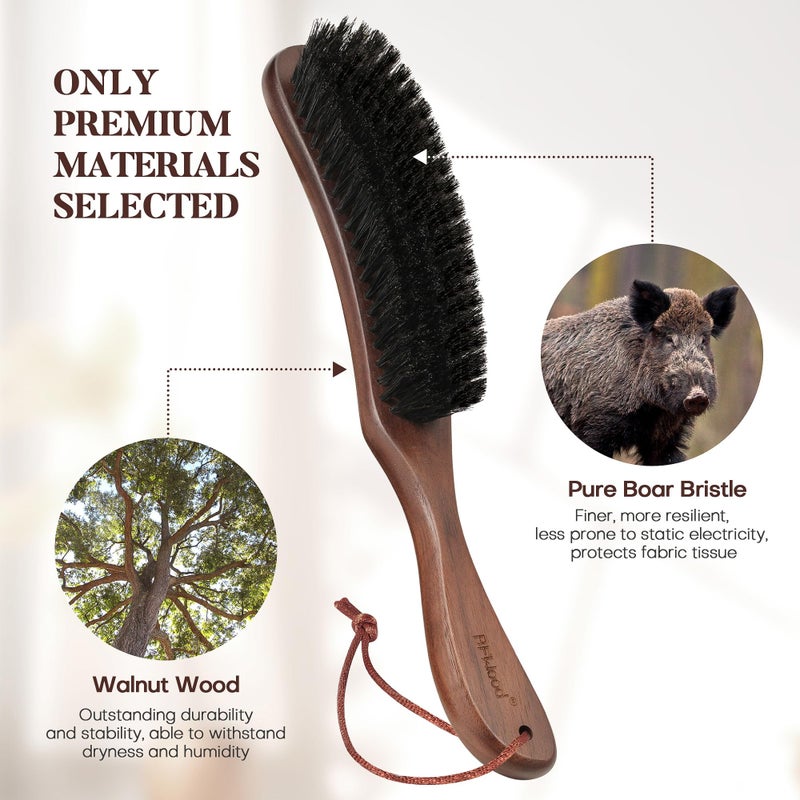 BFWood Clothes Brush - Boar Bristle Lint Brush for Suits, Cashmere, Wool, Velvet, Suede and Pet Hair - Large Black Walnut Wood Handle - Image 3